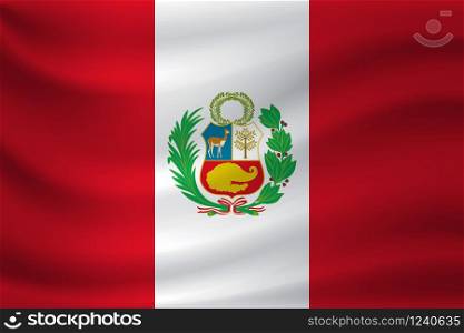 Waving flag of Peru. Vector illustration