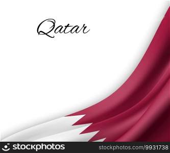 waving flag of Qatar on white background. Template for independence day. vector illustration. waving flag on white background.