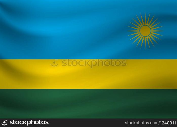 Waving flag of Rwanda. Vector illustration