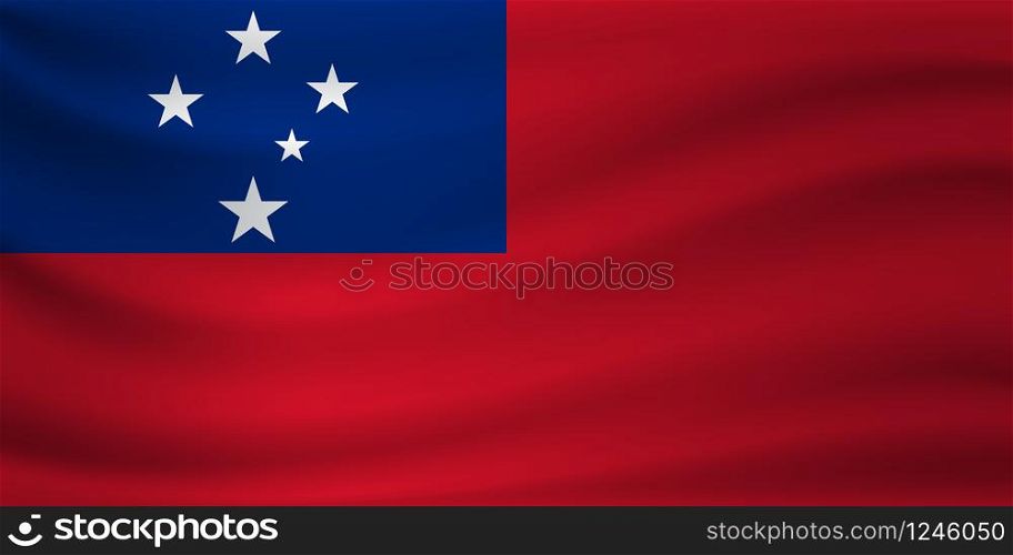Waving flag of Samoa. Vector illustration