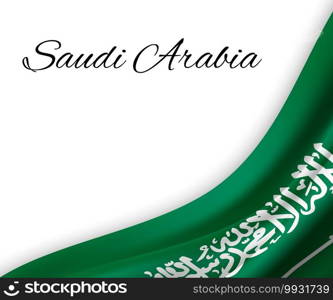 waving flag of Saudi Arabia on white background. Template for independence day. vector illustration. waving flag on white background.