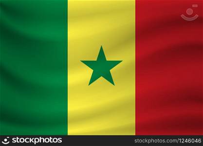 Waving flag of Senegal. Vector illustration