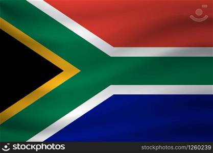 Waving flag of South Africa. Vector illustration