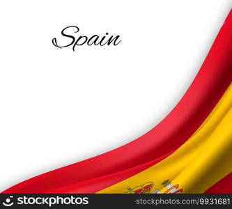 waving flag of Spain on white background. Template for independence day. vector illustration. waving flag on white background.