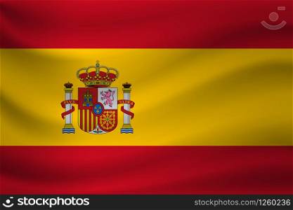 Waving flag of Spain. Vector illustration