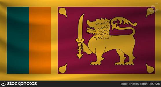 Waving flag of Sri Lanka. Vector illustration