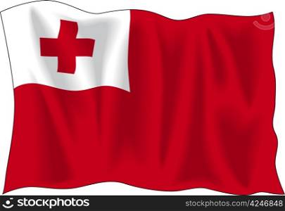 Waving flag of Tonga isolated on white