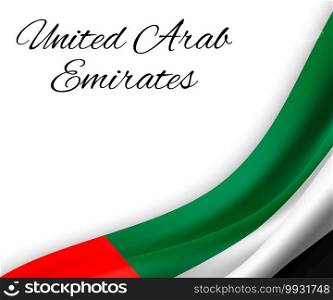 waving flag of United Arab Emirates on white background. Template for independence day. vector illustration. waving flag on white background.