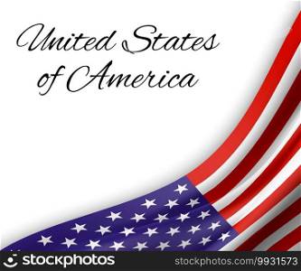 waving flag of United States of America on white background. Template for independence day. vector illustration. waving flag on white background.
