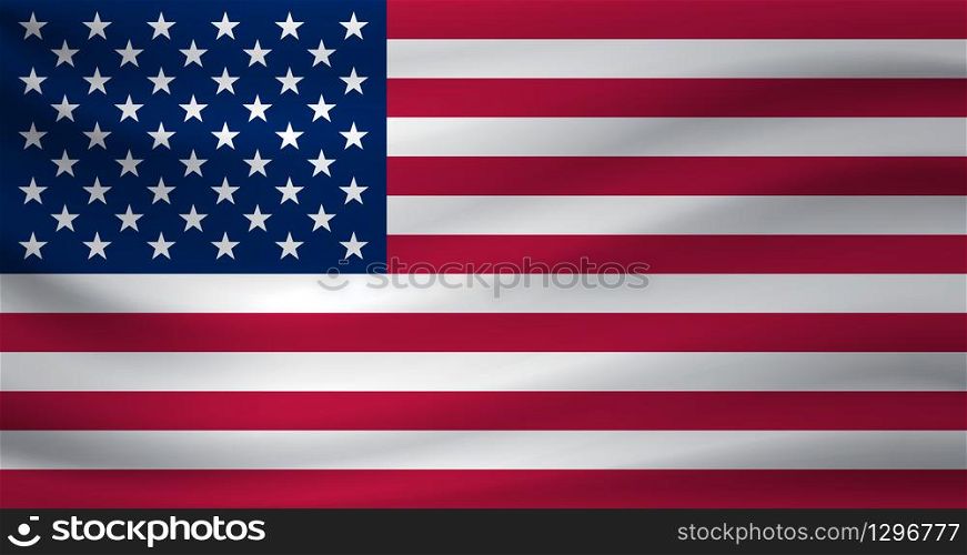 Waving flag of United States. Vector illustration
