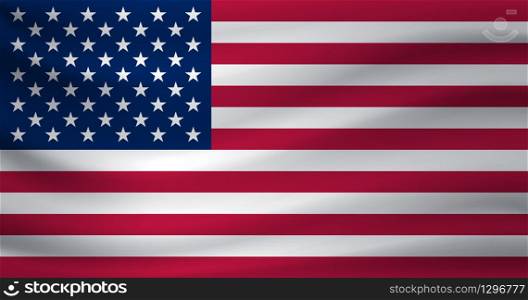 Waving flag of United States. Vector illustration