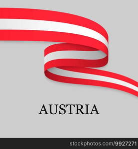 Waving ribbon or banner with flag of Austria. Template for independence day poster design. Waving ribbon or banner with flag