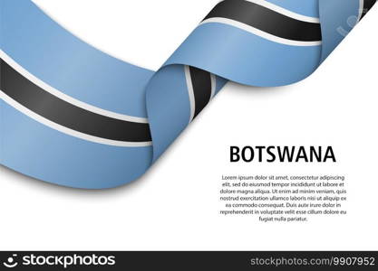 Waving ribbon or banner with flag of Botswana. Template for independence day poster design. Waving ribbon or banner with flag