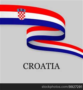 Waving ribbon or banner with flag of Croatia. Template for independence day poster design. Waving ribbon or banner with flag