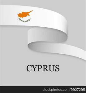 Waving ribbon or banner with flag of Cyprus. Template for independence day poster design. Waving ribbon or banner with flag
