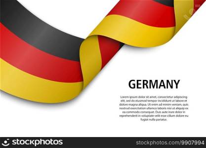 Waving ribbon or banner with flag of Germany. Template for independence day poster design. Waving ribbon or banner with flag