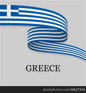 Waving ribbon or banner with flag of Greece. Template for independence day poster design. Waving ribbon or banner with flag