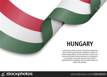 Waving ribbon or banner with flag of Hungary. Template for independence day poster design. Waving ribbon or banner with flag