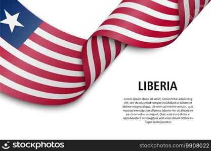 Waving ribbon or banner with flag of Liberia. Template for independence day poster design. Waving ribbon or banner with flag