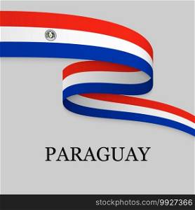 Waving ribbon or banner with flag of Paraguay. Template for independence day poster design. Waving ribbon or banner with flag