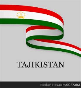Waving ribbon or banner with flag of Tajikistan. Template for independence day poster design. Waving ribbon or banner with flag
