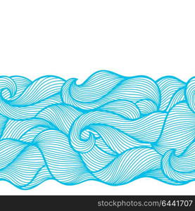 Wavy curled seamless pattern. Abstract outline blue texture. Wavy curled seamless pattern. Abstract outline blue texture.