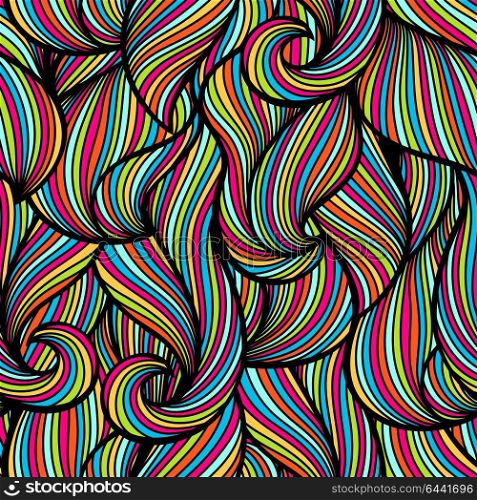 Wavy curled seamless pattern. Abstract outline colorful texture. Wavy curled seamless pattern. Abstract outline colorful texture.