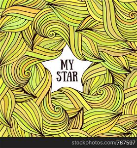 Wavy doodle illustration for cover adult coloring books. Summer sunny vector background.. Wavy doodle illustration for cover adult coloring books. Summer sunny vector background