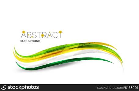 Wavy glossy futuristic swirl. Wavy glossy futuristic swirl - color curve stripes and lines in motion concept and with light and shadow effects. Presentation banner and business card message design template