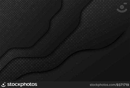Wavy layers of black paper background vector 