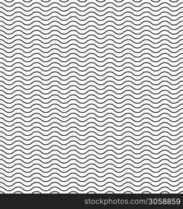 Wavy line seamless pattern. Vector abstract pattern. Horizontal vector banner. Black wavy wallpaper. EPS 10