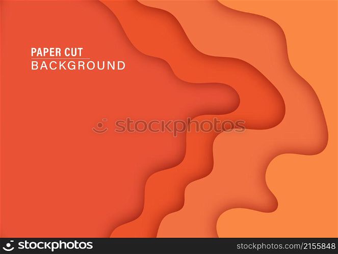 Wavy orange color background with papercut style. design layout for business presentations, flyers, posters, and invitations. Colorful carving art. vector EPS.10
