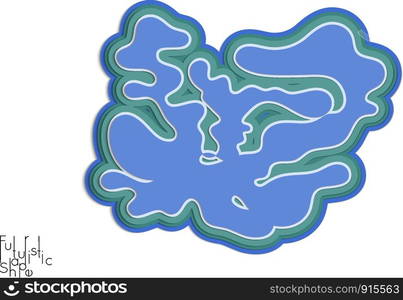 Wavy paper cut vector shape isolated on white background with realistic shadow. Abstract paper cut 3d layered object.