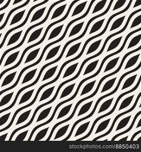 Wavy ripple lines seamless black and white vector image
