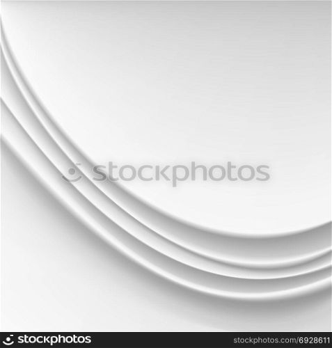 Wavy Silk Abstract Background Vector. White Or Silver Realistic Drape Texture Illustration. Wavy Silk Abstract Background Vector. Realistic Fabric Silk Texture