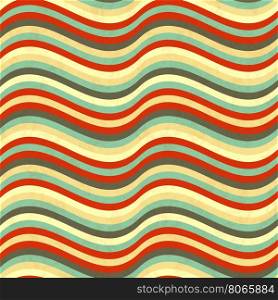 Wavy stripes in retro colours, abstract seamless pattern
