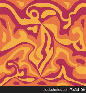 Wavy Swirl Seamless Pattern in 1970. Seventies Style, Groovy Background, Wallpaper. Hippie Aesthetic.. 1970 Wavy Swirl Seamless Pattern in Orange and Pink Colors. Seventies Style, Groovy Background, Wallpaper