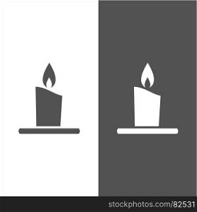 Wax candle icon on white and black background