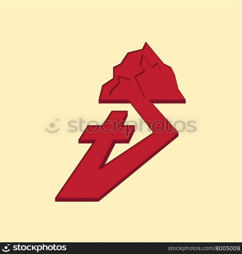 Way to Calvary. Logo for churches and religious organizations. The cross and the road to Calvary. The red color of the logo.