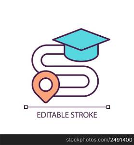 Way to get education RGB color icon. Students support and learning innovation. Incentives for learners. Isolated vector illustration. Simple filled line drawing. Editable stroke. Arial font used. Way to get education RGB color icon