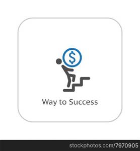 Way to Success Icon. Business Concept. Flat Design. Isolated Illustration.