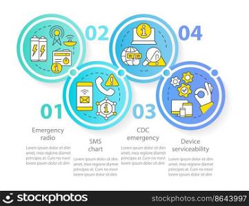 Ways to stay tuned circle infographic template. Nuclear disaster. Data visualization with 5 steps. Editable timeline info chart. Workflow layout with line icons. Myriad Pro-Regular font used. Ways to stay tuned circle infographic template