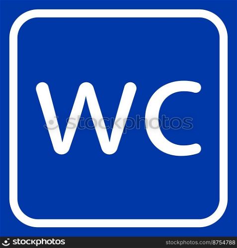 WC line icon on blue background. Linear style toilet symbol. Restroom outline sign.Vector graphics