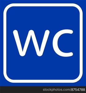 WC line icon on blue background. Linear style toilet symbol. Restroom outline sign.Vector graphics