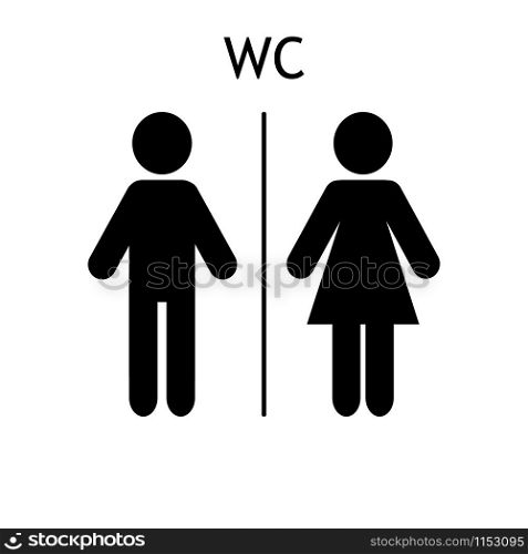 WC sign icon. Toilet symbol isolated on white background. WC sign icon. Toilet symbol isolated on white
