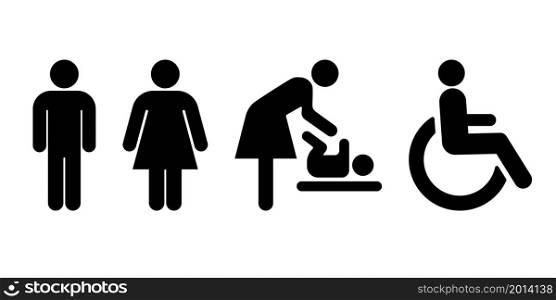 WC toilet icon symbol set