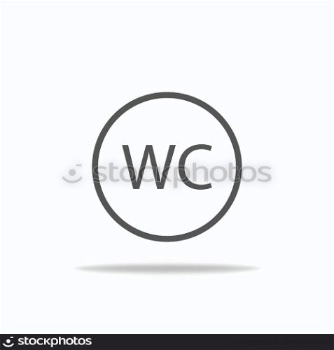 WC toilet. Restroom icon in flat design with shadow. Public washroom. Vector EPS 10