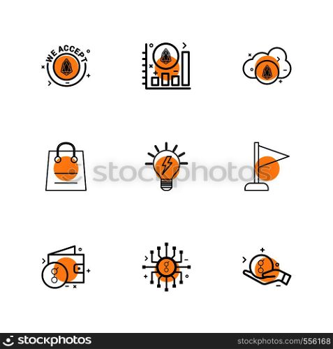 we accept , coin , graph , cloud , flag , bag, idea , wallet, ic , golem ,icon, vector, design, flat, collection, style, creative, icons