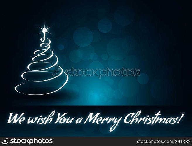 We Wish You a Merry Christmas Greeting CardAbstract Modern Christmas Tree. We Wish You a Merry Christmas Greeting Card