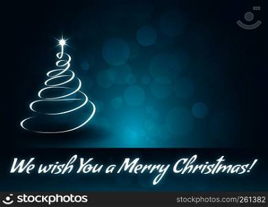 We Wish You a Merry Christmas Greeting CardAbstract Modern Christmas Tree. We Wish You a Merry Christmas Greeting Card